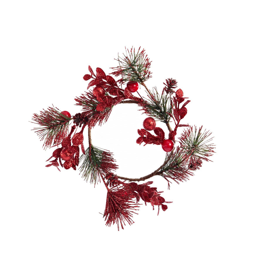Red Glitter Candle Wreath (11cm)