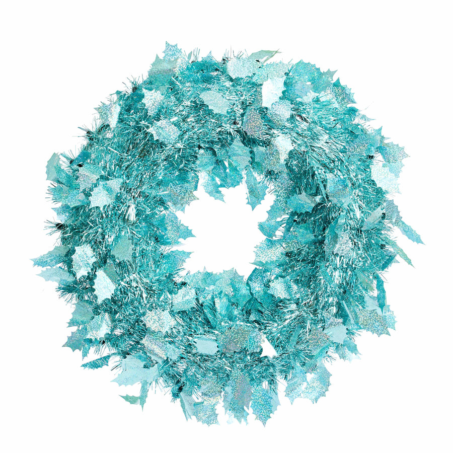 Iridescent Turquoise Tinsel Wreath (45cm)