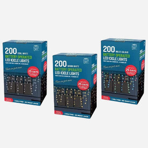 200 Battery LED Icicle Timer Lights Asst - View 1