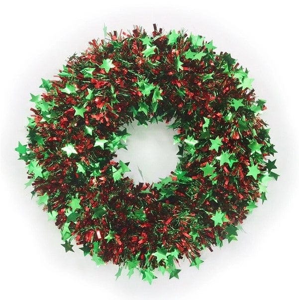 Red and Green Starburst Tinsel Wreath (45cm)