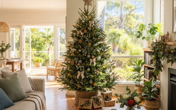 Christmas decorations in a sunlit Australian living room