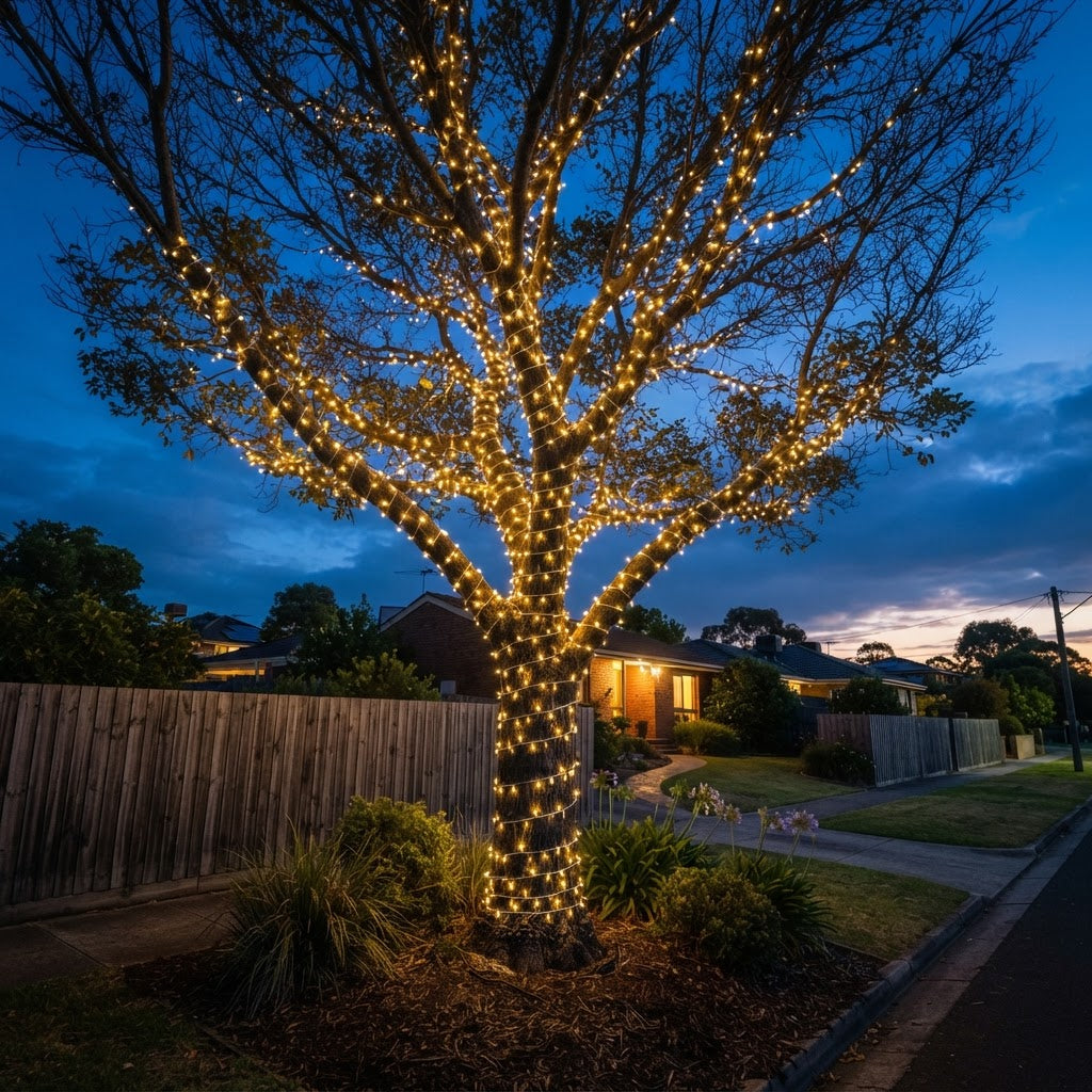 How to Wrap Outdoor Trees & Palms with Christmas Lights