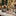 Miniature Christmas village trees, lamp posts and fences