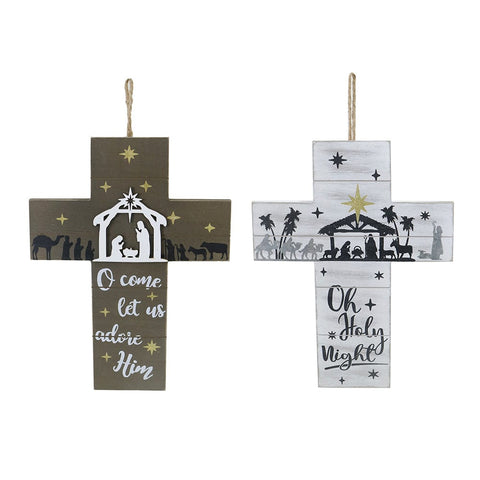 Hanging Cross Sign 2 Asst (33cm)