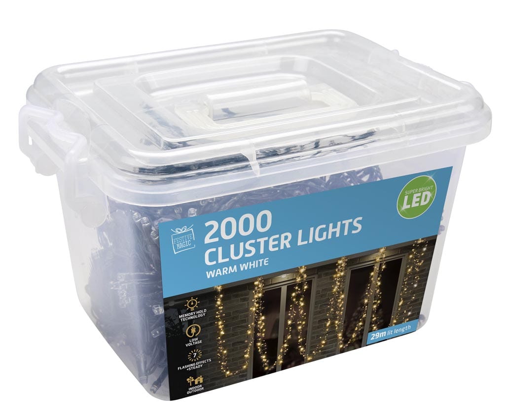 2000 LED Cluster Lights Warm White (29m) - View 3