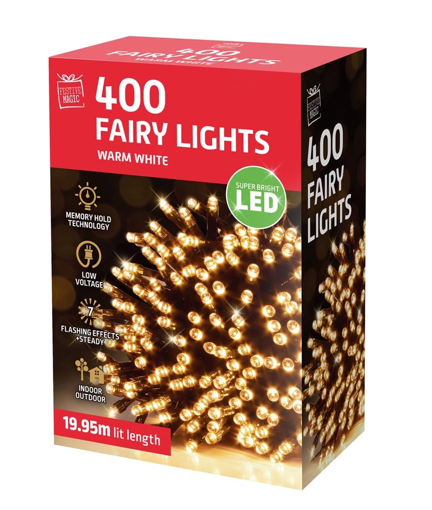 400 LED Flashing Warm White Lights - View 2