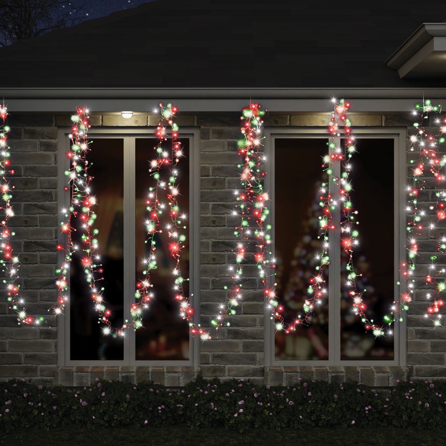 720 LED Cluster Lights Red-White-Green (10.4m)
