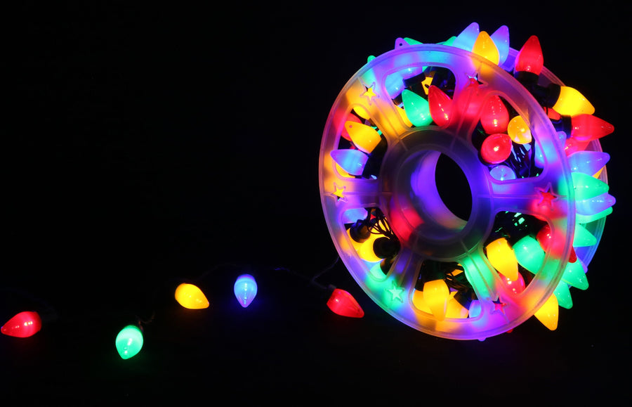 100 LED Gloss Classic Christmas Bulbs with Reel (9.9m)