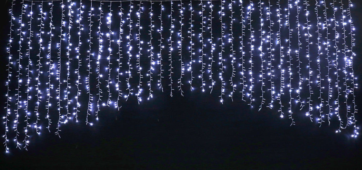 LED Crazy Curtain Tapered Twinkling Cluster Light White 3.5m