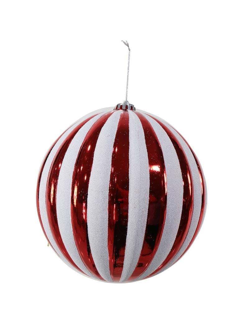 Candy Cane Ribbed Bauble (20cm) - View 2