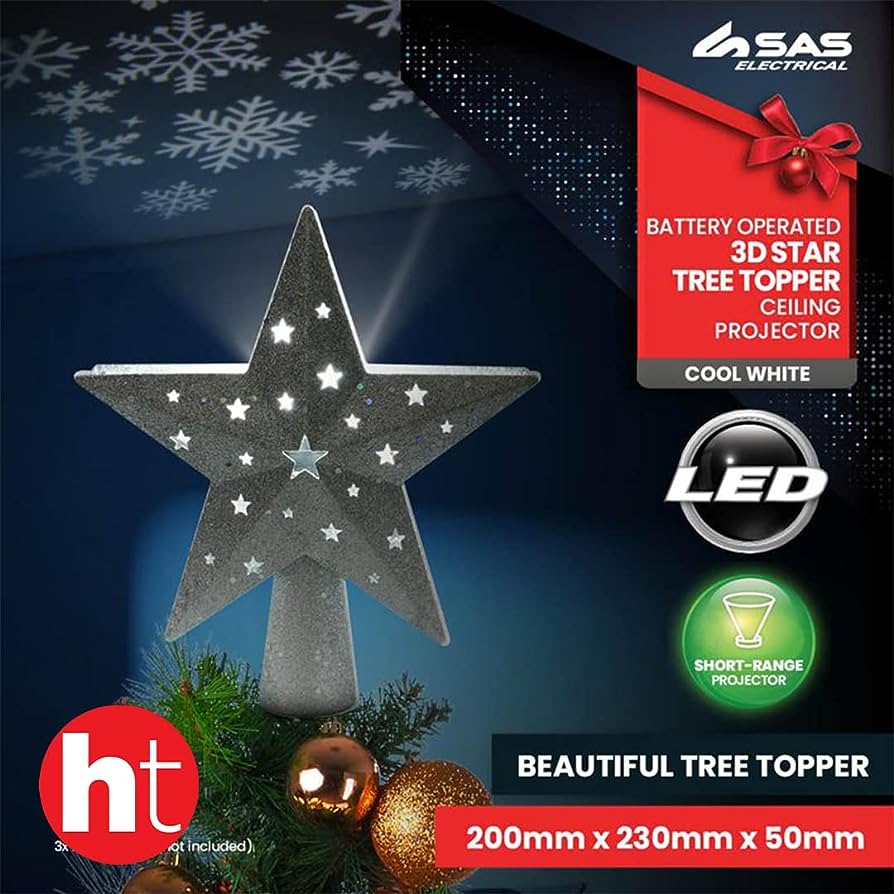Star Tree Topper with Snowflake Projector