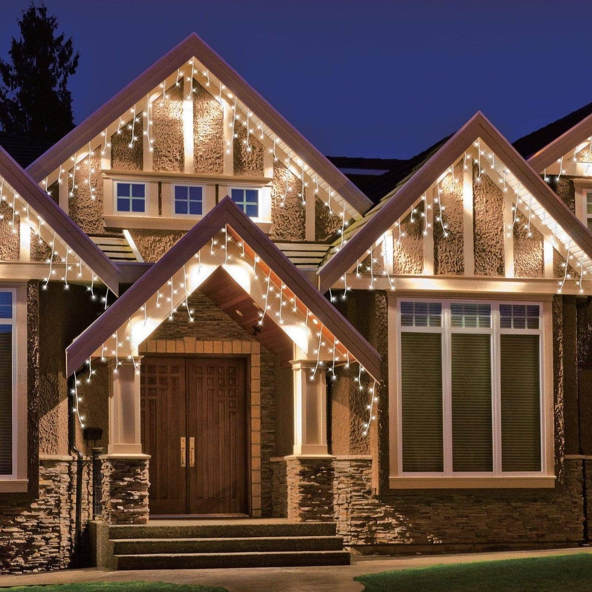 LED White Icicle Lights (30m) - View 1