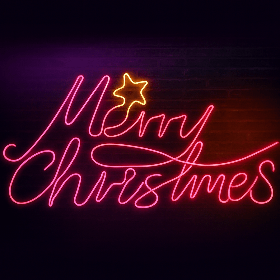 LED Neonflex Merry Christmas with Star (128x56cm)