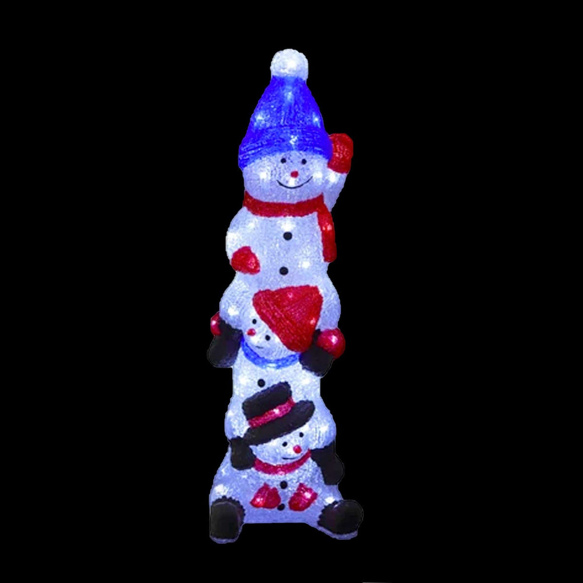 3D Acrylic Stack of 3 Cheeky Snowmen - View 1