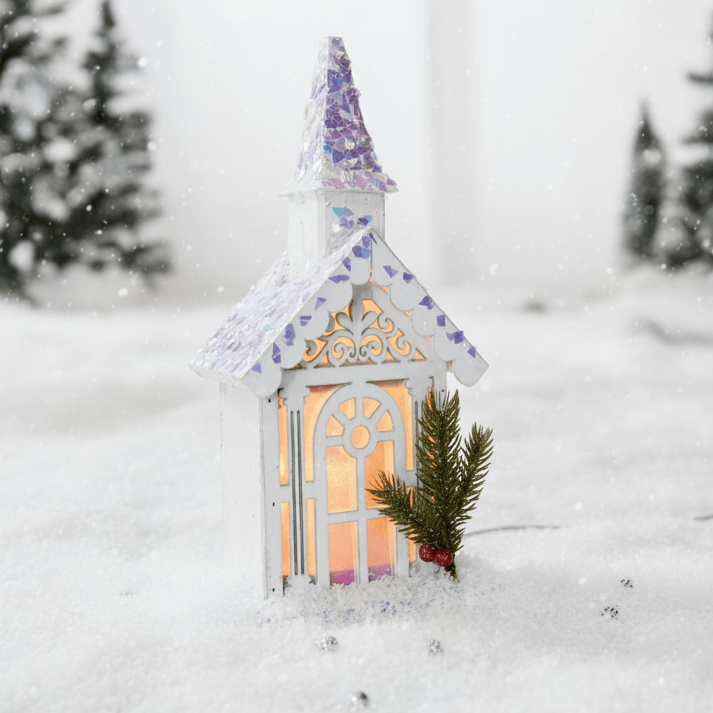 LED White Iridescent Church (36cm)