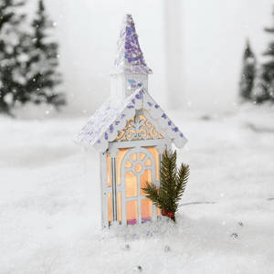 LED White Iridescent Church (36cm)