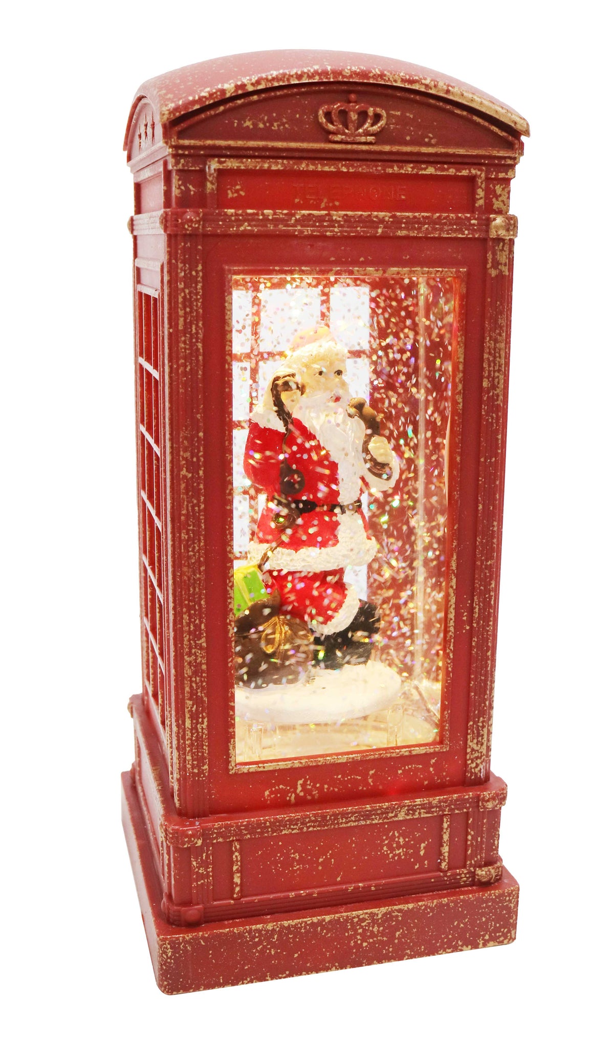 LED Glitter Swirl Santa Red Phonebox