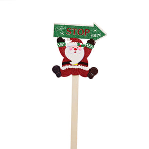 Santa Stops Here Garden Stake Christmas Decoration 2 Asst - View 2