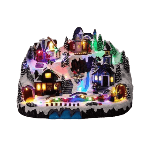 Led Moving Christmas Village Scene (41cm)