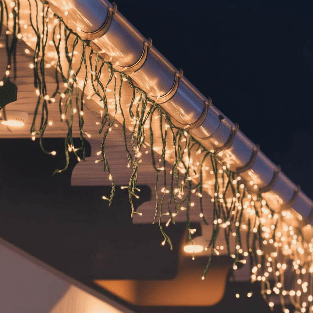240 LED Solar Warm White Icicle Lights (7.8m)