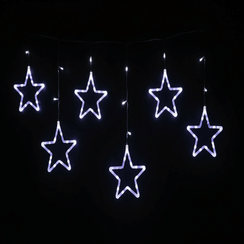 72 LED Battery Operated Star Curtain Light Cool White (1.2m)