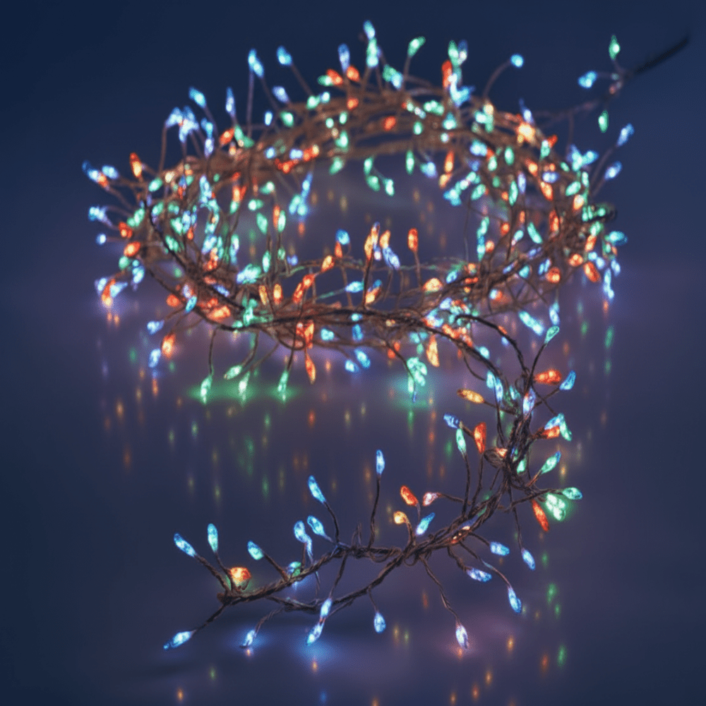 100 LED Battery Operated Silver Wire Lights Multicolour (1m)