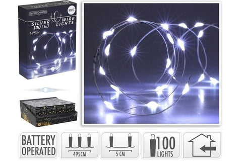 B/O Silver Wire 100 LED White