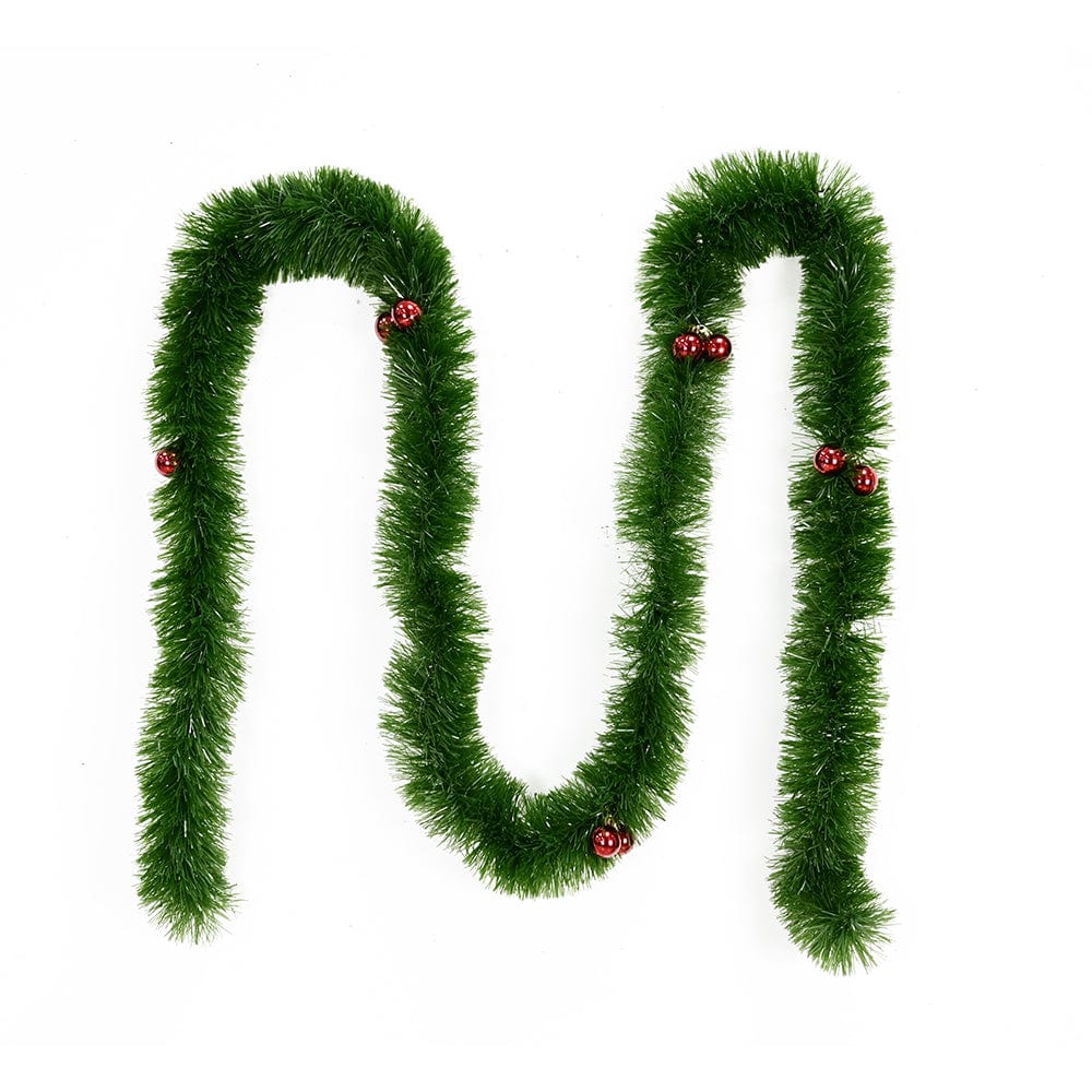 Green Tinsel With Baubles (3m) - View 2
