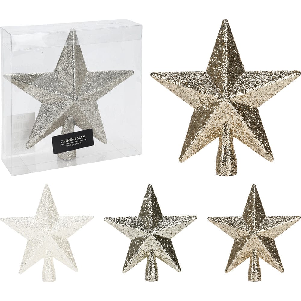 Glitter Star Tree Topper Asst (19cm)