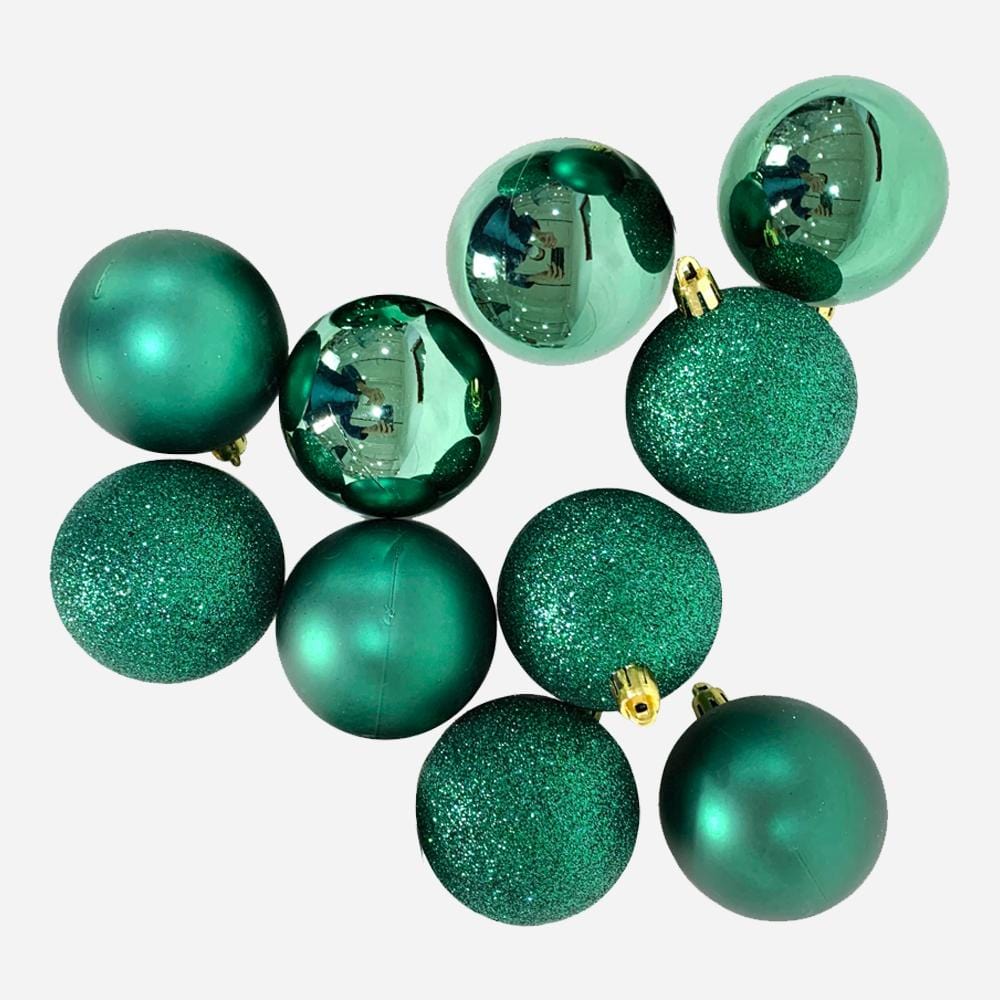 Dark Green Baubles 9pcs (8cm) - View 1