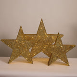 LED Gold Glitter Thread Nested Stars (3pc) - View 1