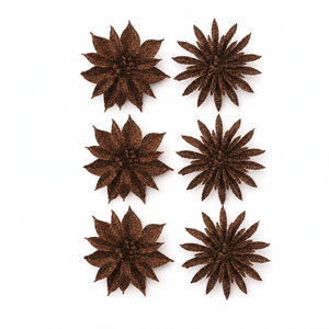 Mocha Glitter Flower 3pk (9.5cm)