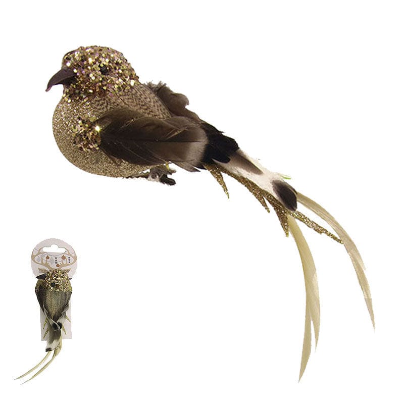 Champagne Bird with Clip (16cm)