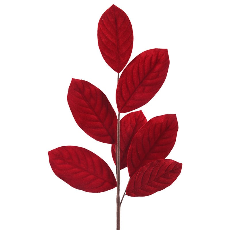 Red Velour Leaf Stem (75cm)