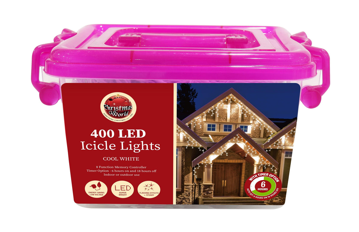 LED White Icicle Lights (20m) - View 3