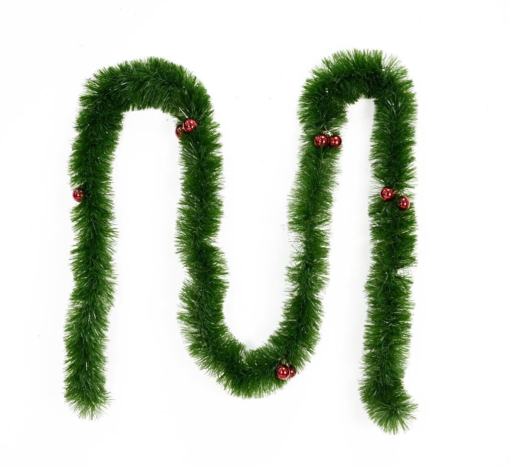 Green Tinsel With Baubles (3m) - View 3