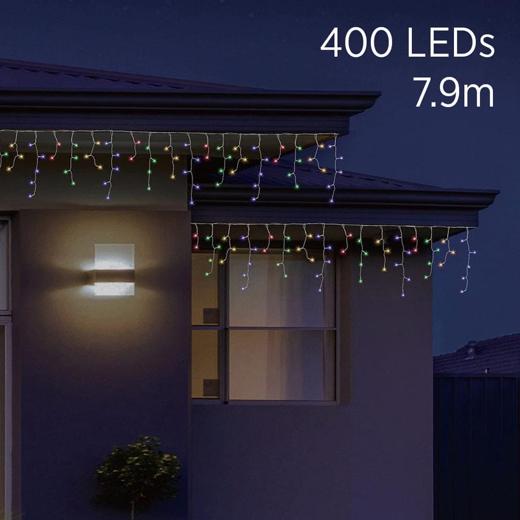400 LED Solar Multicolour Icicle Lights (7.9m) - View 2