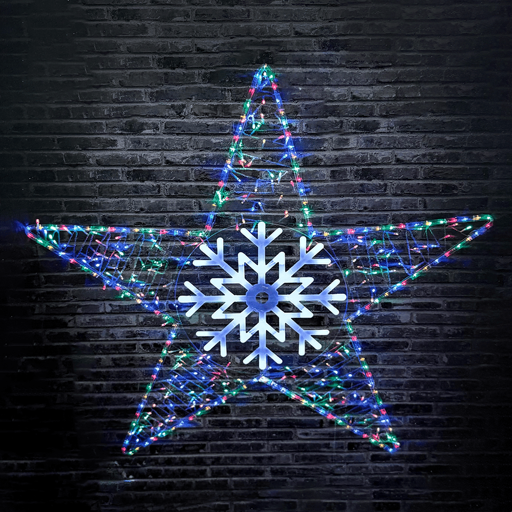 LED Multi Star with White Snowflake Ropelight (105cm)