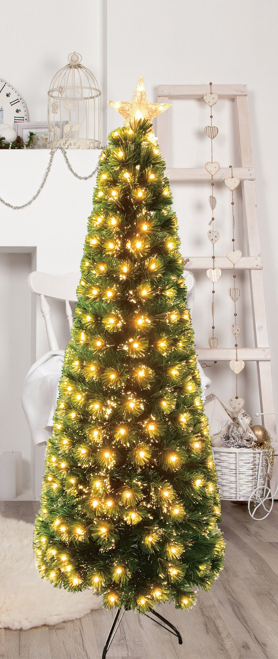 LED Warm White Slim Fibreoptic Tree 7ft (210cm)