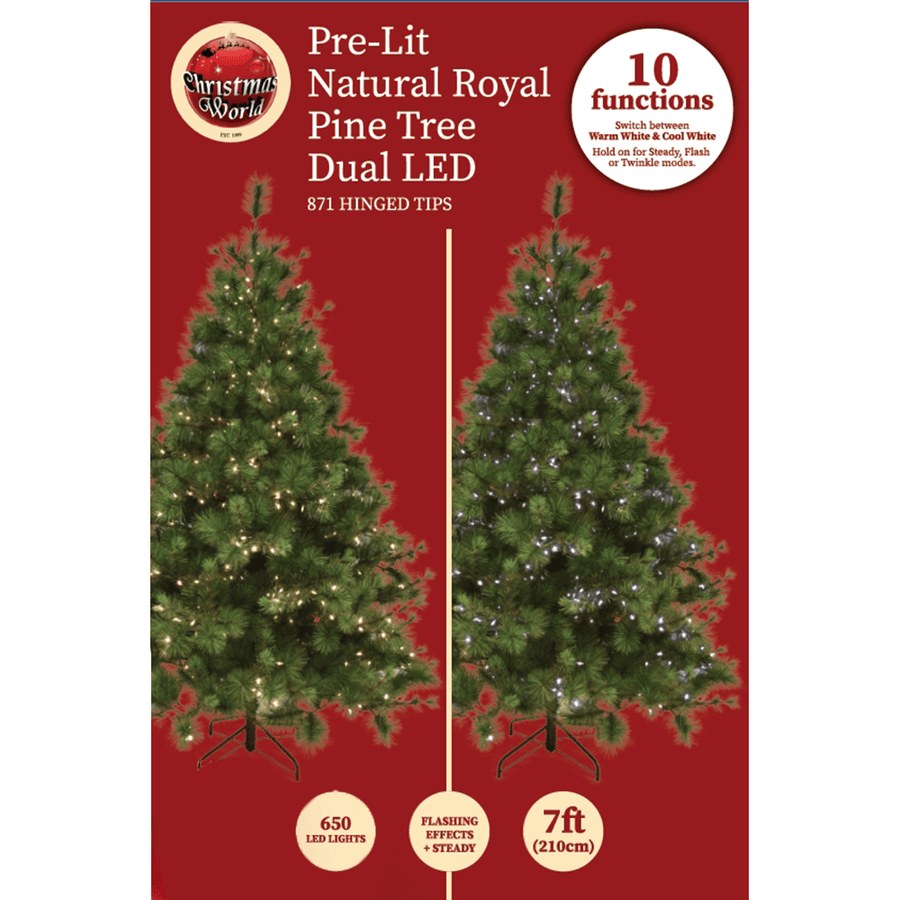 Pre Lit Natural Royal Pine Tree Dual Colour 7ft