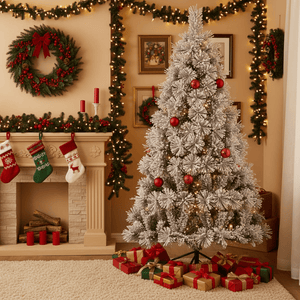 Snowy Mountain Flocked Tree 6ft (1.8m) - View 1