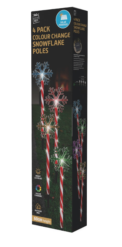 LED Solar Colour Change Candy Path Snowflakes (4pc)