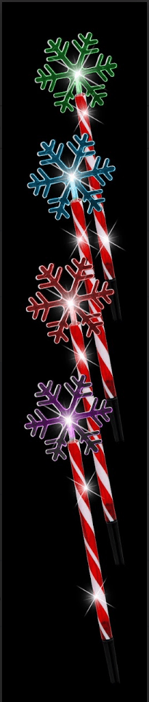 LED Solar Colour Change Candy Path Snowflakes (4pc)
