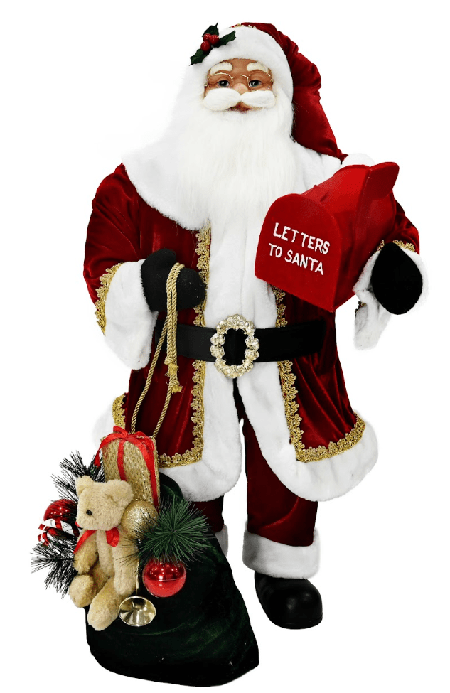 Grand Santa Figurine with Mailbox (90cm)