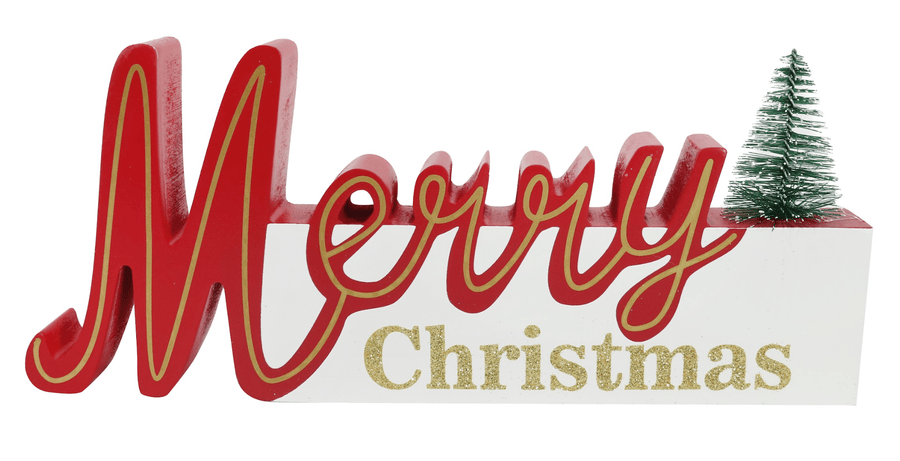 Merry Christmas Tree Table Sign (26cm)