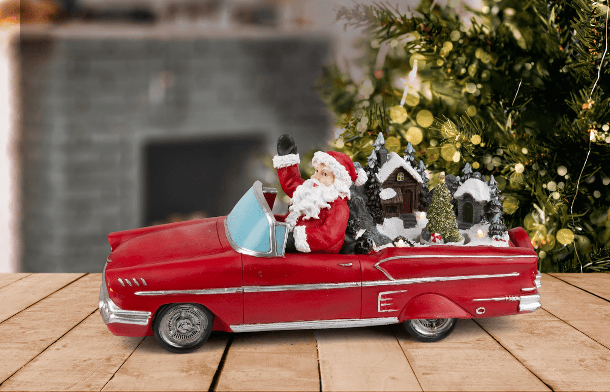 LED Musical Santa Hot Rod Car with Rotating Scene