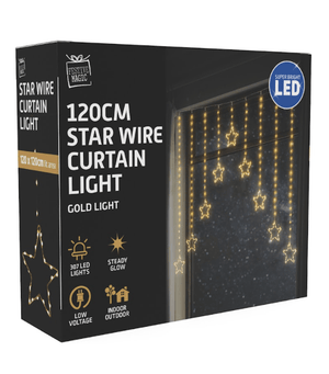 LED Gold Wire Star Curtain (9pc) - View 2