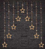 LED Gold Wire Star Curtain (9pc) - View 1