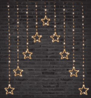 LED Gold Wire Star Curtain (9pc) - View 1