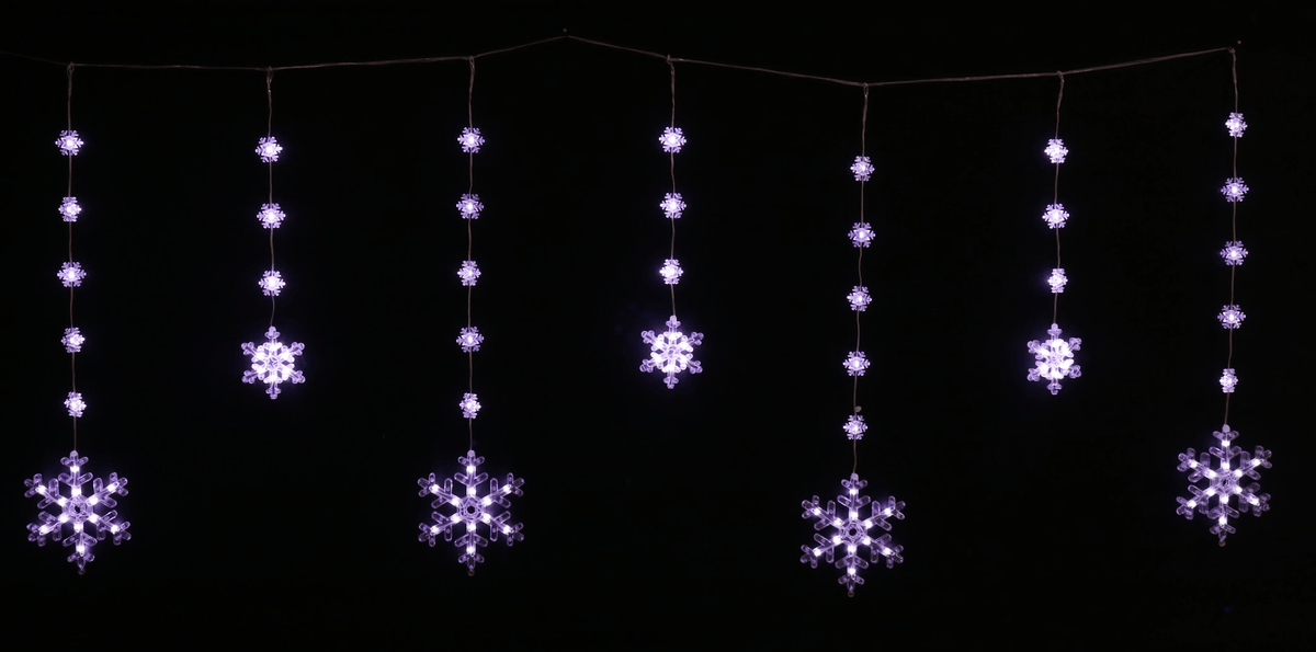 LED Snowflake Dual-Size Curtain 2 Asst